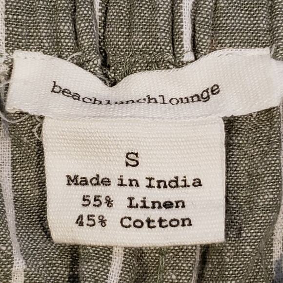 Beach Lunch Lounge Womens Olive WTB1861 Linen Wide Leg Cropped Pants Size Small - Picture 6 of 7